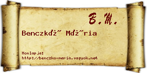 Benczkó Mária névjegykártya